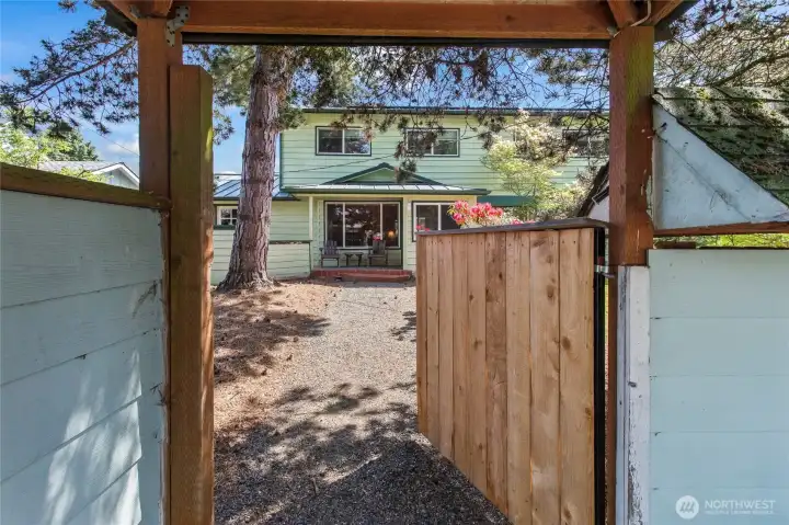 A gate adds to the privacy of this home!