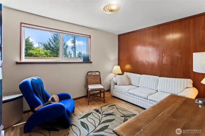 One of the main floor bedrooms facing the backyard