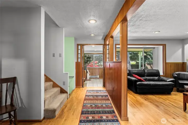 A view of the entryway from the flex space