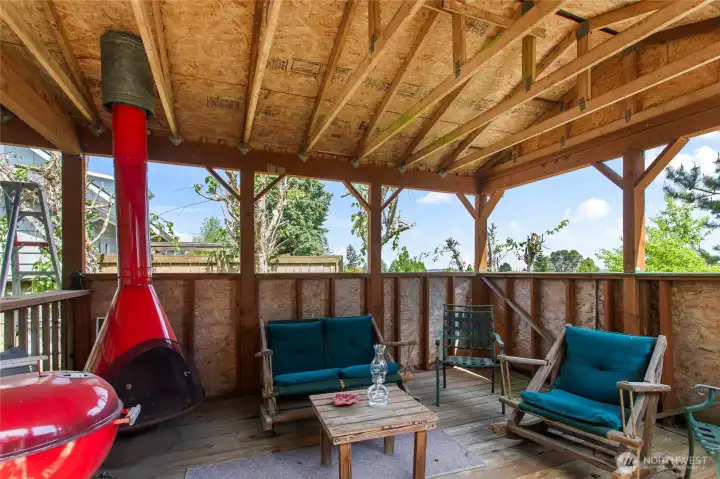 Covered hangout area with views