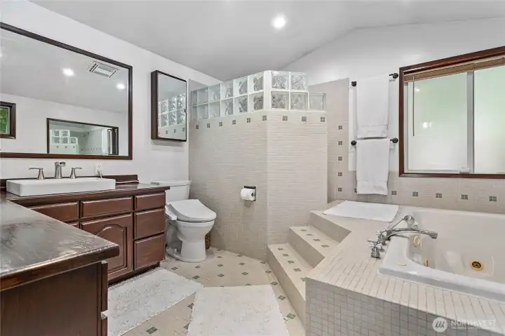 En suite with walk in shower and jetted tub En suite with walk in shower and jetted tub