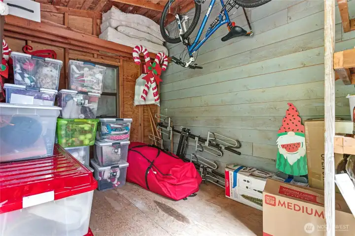 Storage shed attached to home, accessed from outside Storage shed attached to home, accessed from outside