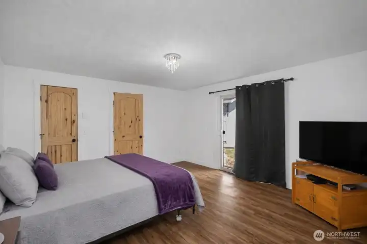 Master - Bed is digitally enhanced.