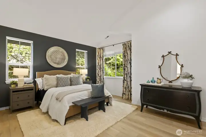 The primary bedroom is bright and spacious, yet comfortable and cozy. The primary bedroom is bright and spacious, yet comfortable and cozy.