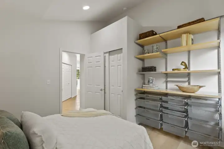 Custom organizers in this room make it easy to keep everything tidy. Custom organizers in this room make it easy to keep everything tidy.