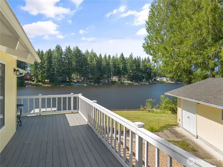 Walking to the entry door and the wrap around deck.