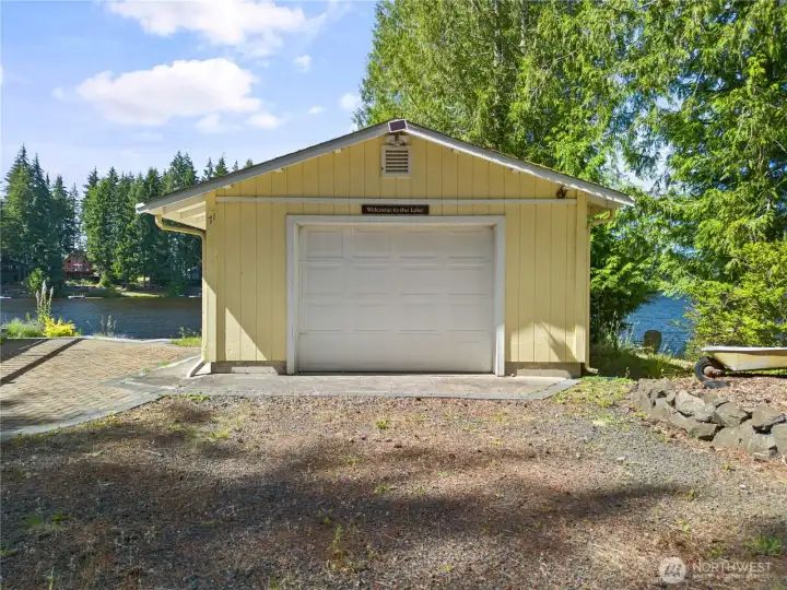 Garage door closed.