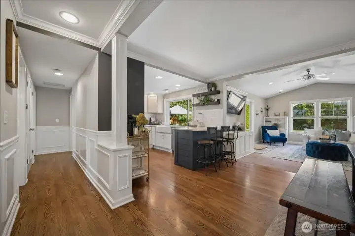 Great room with bedroom / bath wing on the left