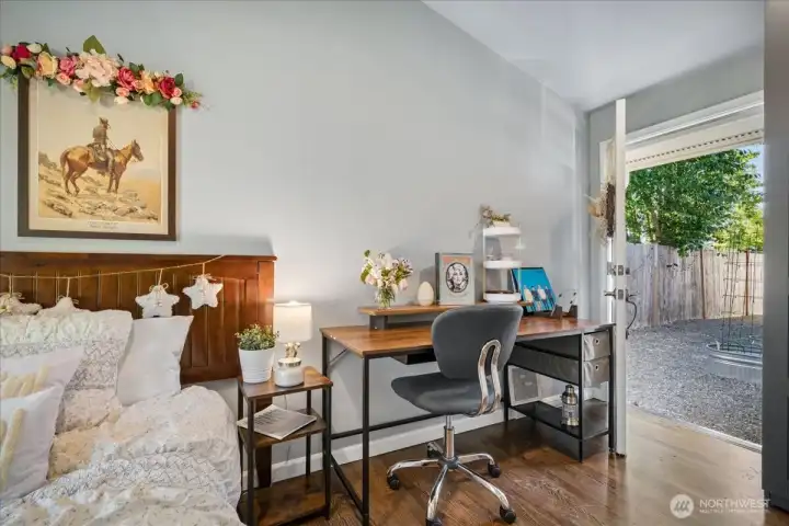 Office or 4th bedroom with door to raised garden beds