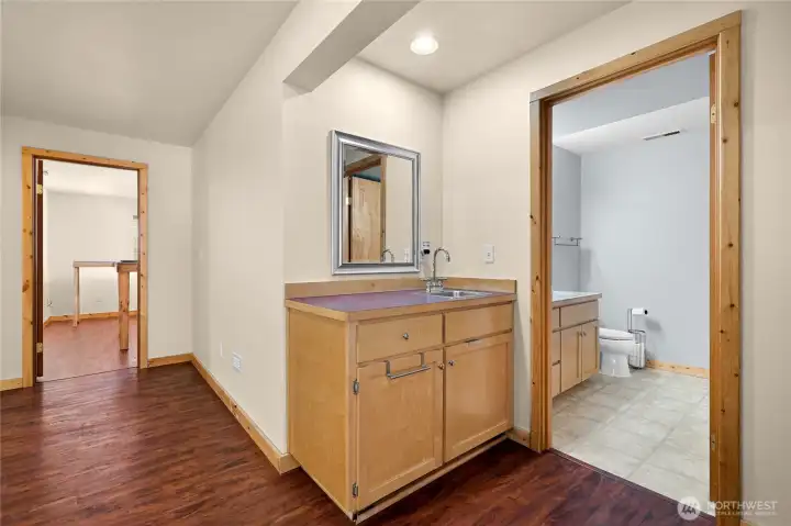 Additional sink and space by downstairs bedrooms.