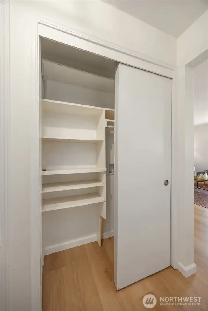 Additional hallway storage with W/D hookups in the hallway Additional hallway storage with W/D hookups in the hallway