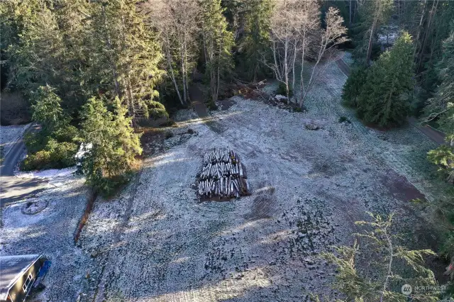 Aerial of cleared area.