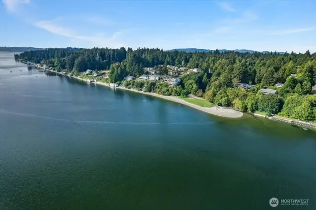 The sandy spit is the community park.