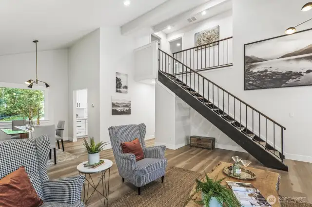Impress guests with a show-stopping custom wood and metal staircase.