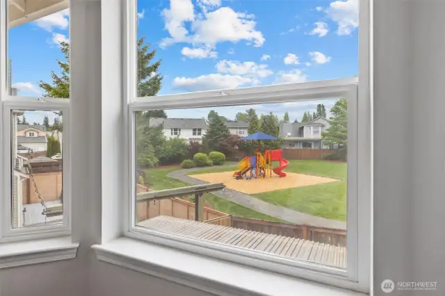 View of park from primary bedroom.