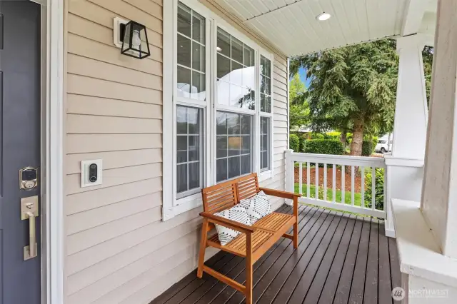 Perfect front porch to enjoy a cup of coffee or tea.