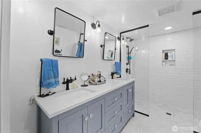 Primary bath on lower level