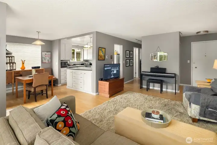 View of the dining nook and kitchen