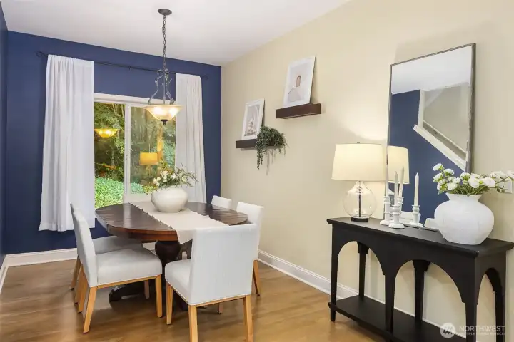 Separate dining off the great room on the main floor.