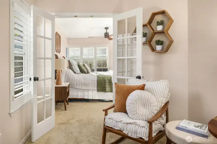 Bonus room originally conceived as a 5th bedroom, opens from the primary.