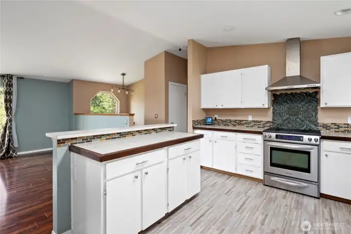 light and bright from skylights/large windows