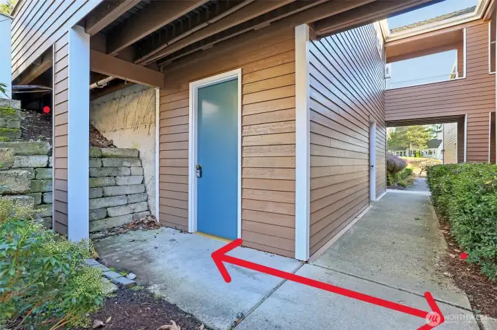 Storage Door - private storage just steps from front door.