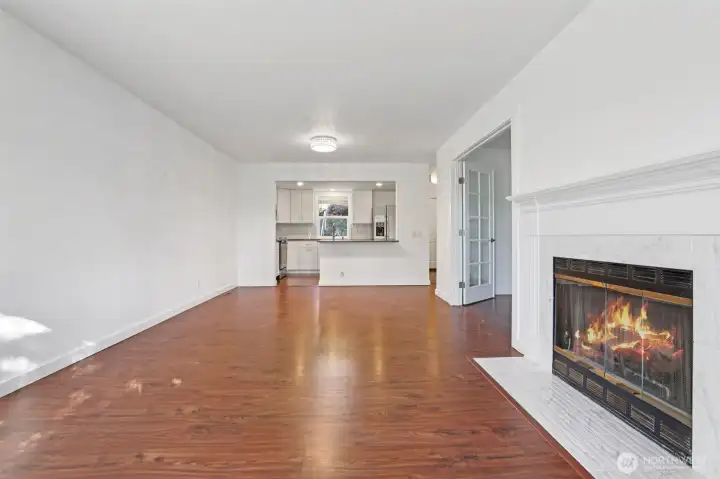 Living and Dining area toward kitchen
