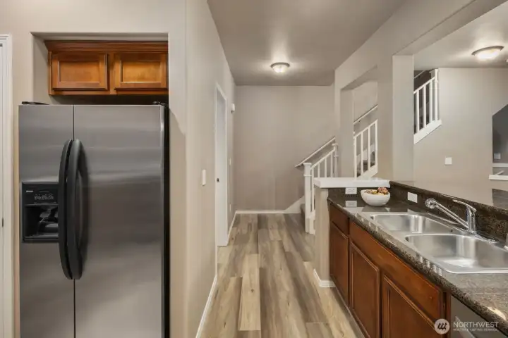 Pantry to the left of fridge