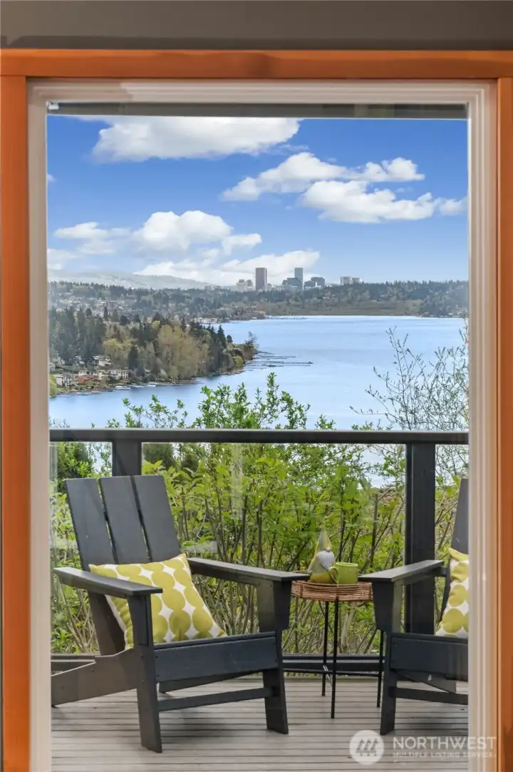 Deck with lake views. Mt Rainier was not visible due to clouds.