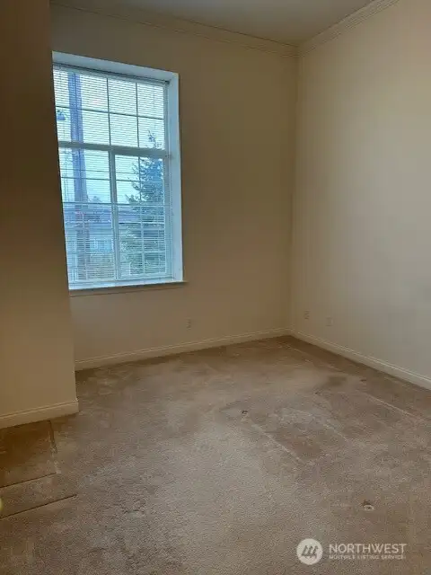 Bedroom with plush carpet
