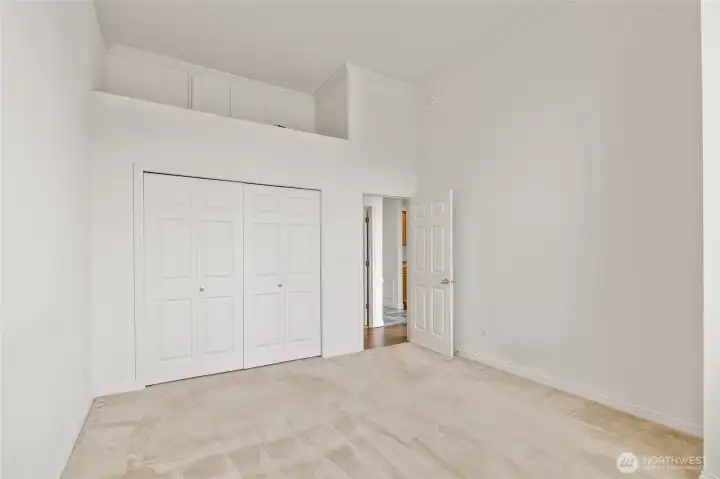 Bedroom with closet and loft storage, secret hiding places.