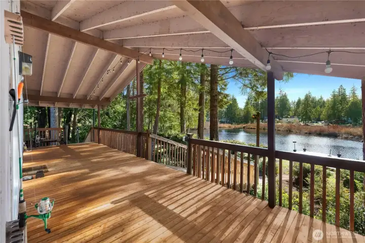 Large covered deck for all season enjoyment.