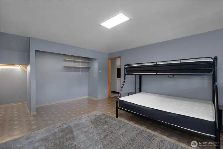 large closet, and storage under the stairs to the left.