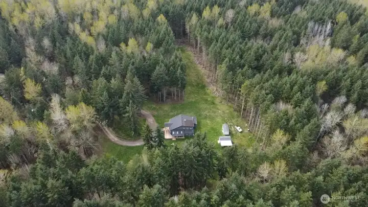 Bird's eye view of home and grounds