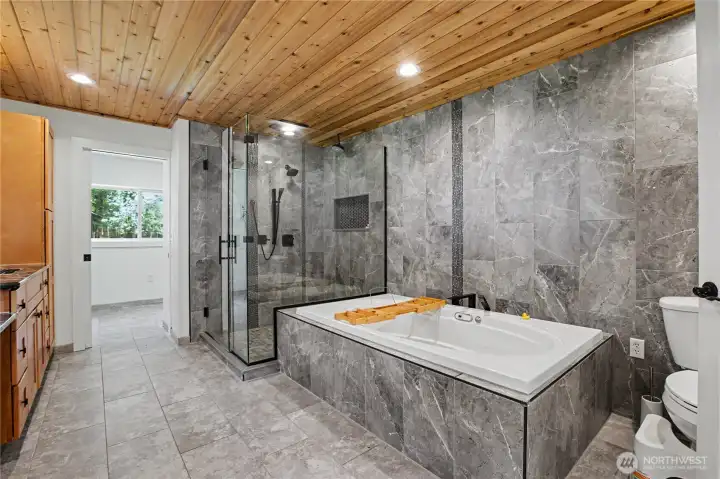 Spa-like primary bathroom to relax in!