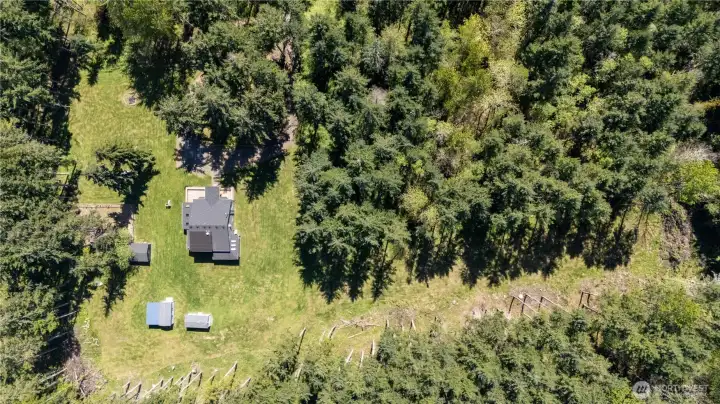 Birds eye view of the property, including the shooting range!