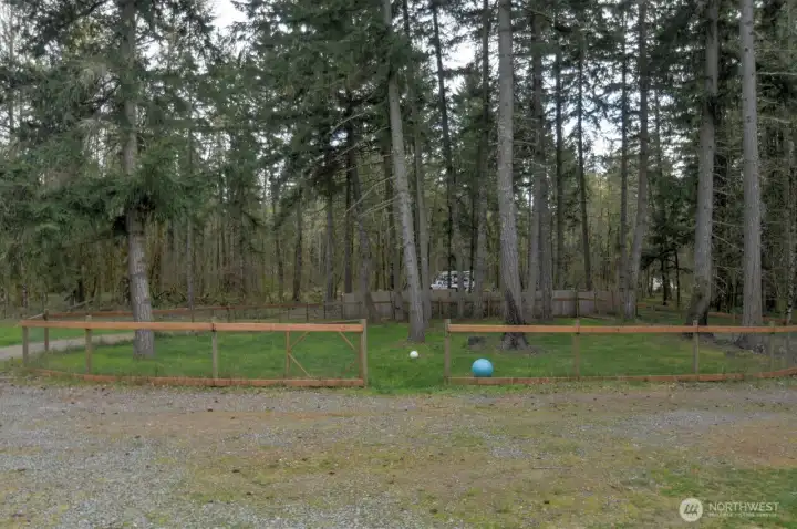 Fenced area in front of home