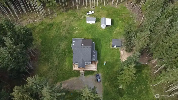 Bird's eye view of home and grounds