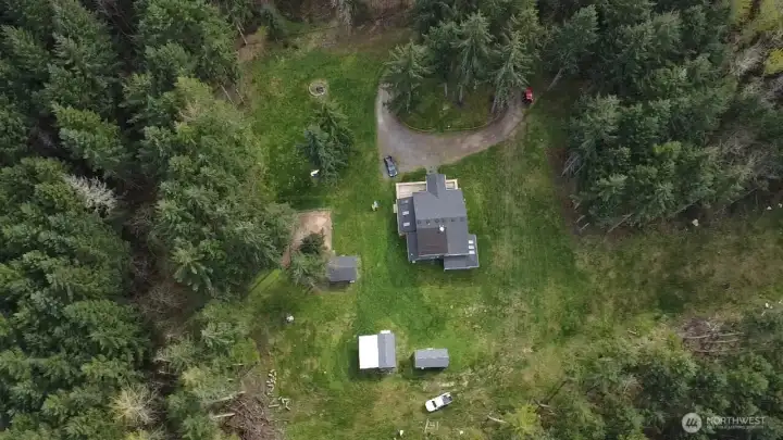 Bird's eye view of home and grounds