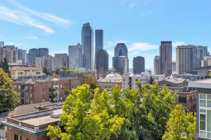 City view on rooftop