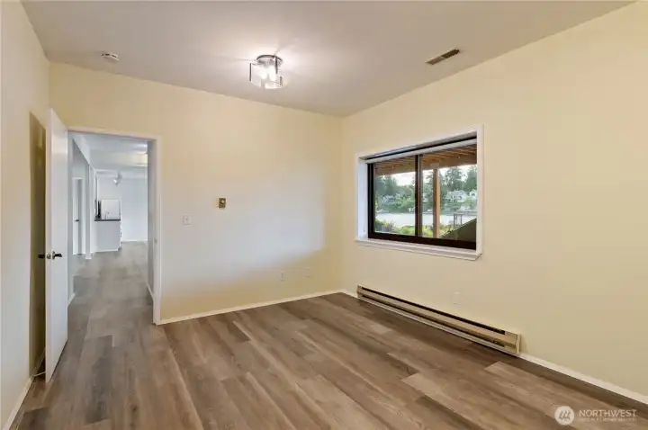 Lower level bedroom with walk in closet.