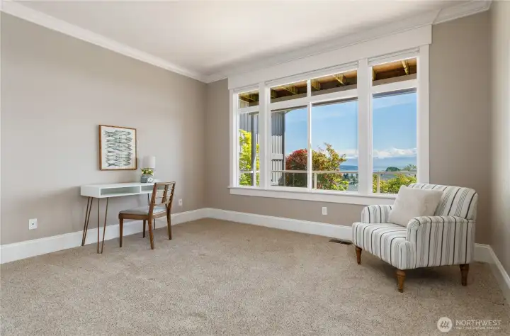 Lower level bedroom (2) with views