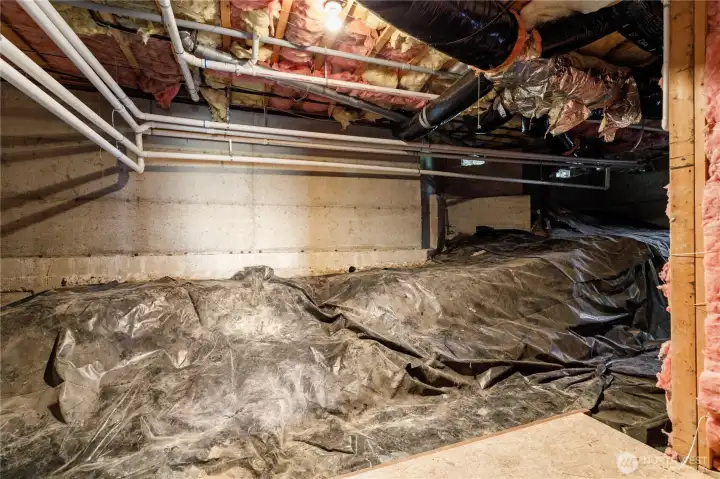 x-large storage area in unfinished crawl space