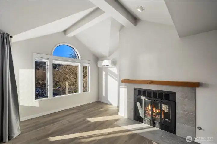 Vaulted Ceilings + Gas Fireplace Vaulted Ceilings + Gas Fireplace