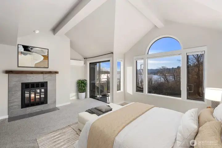 Primary Bedroom with Private Balcony (Virtually Staged) Primary Bedroom with Private Balcony (Virtually Staged)