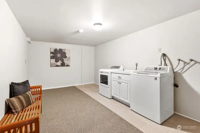 Laundry room is spacious enough for storage, exercise equipment or whatever you need!