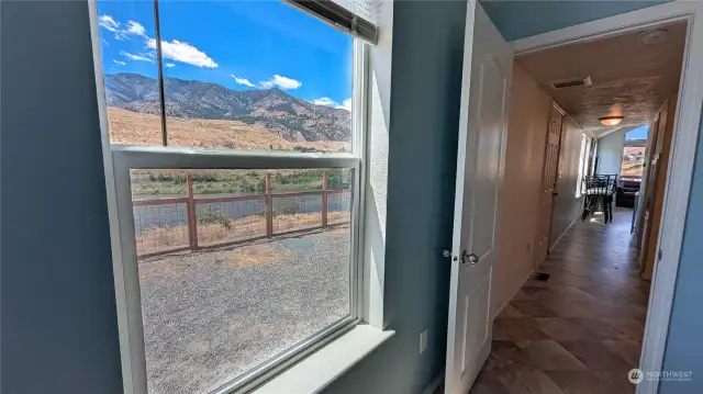 Perfectly place window in the bedroom so you can look at Billy Goat Mountain in the morning.