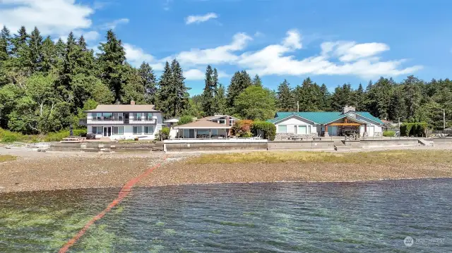 View towards the home from the Hood Canal. Oysters and clams galore.