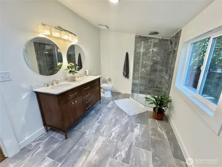 Bathroom off primary. Heated floors.