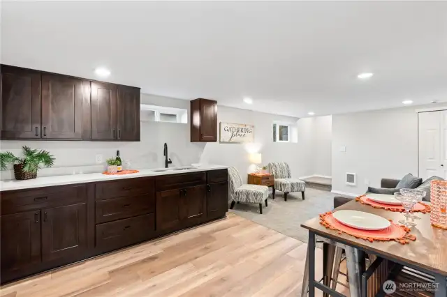 2nd Kitchen w/Brand New Cabinets, Single Basin Stainless Steel Sink and New Fridge.